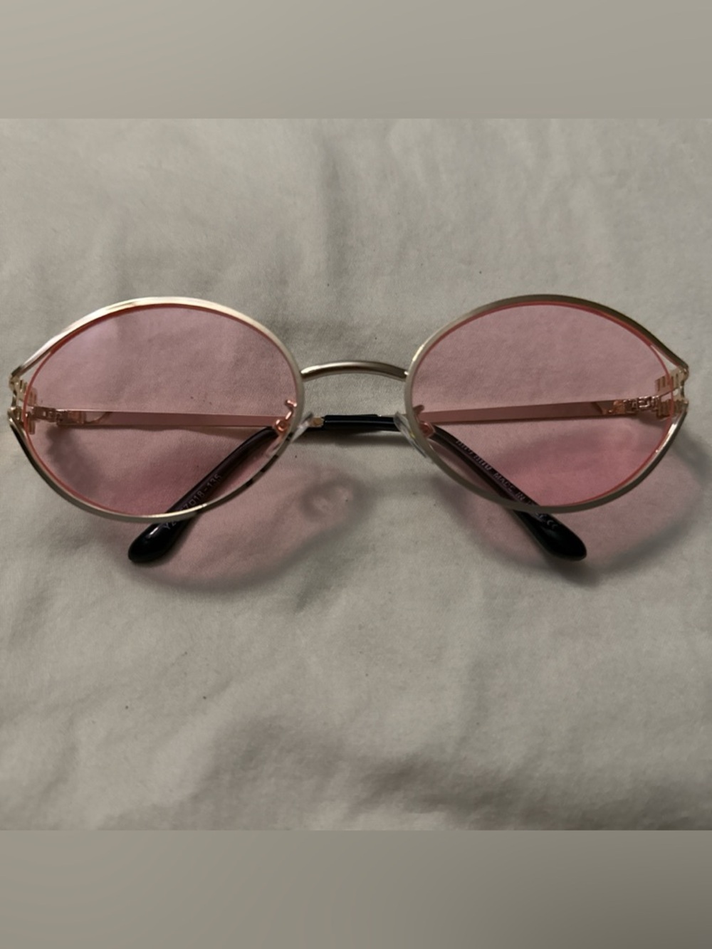 Classic Round Pink Lens Sunglasses - Gold Frame